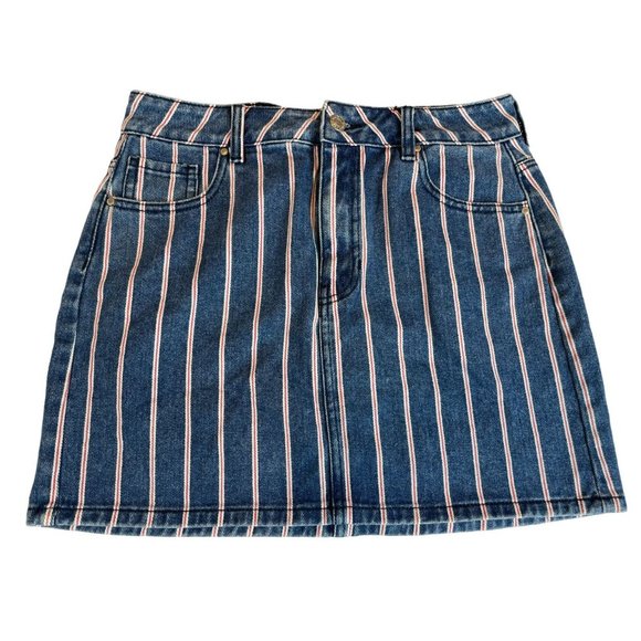 Pacsun Los Angeles Womens Striped Straight & Pencil Denim Skirt Blue Size 27 - Picture 1 of 8